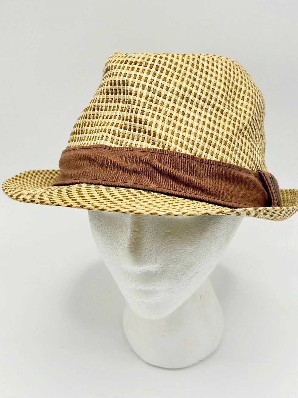 Kooringal Paper Straw Fedora Hat Tan Brown 59cm OSFM Woven Trilby